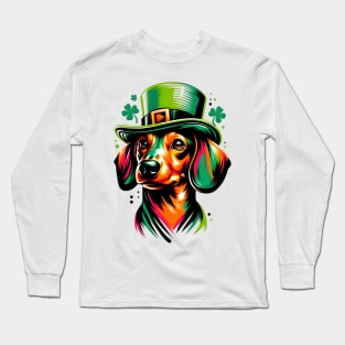 Dachshund Dog Joins Saint Patrick's Day Festivities Long Sleeve T-Shirt